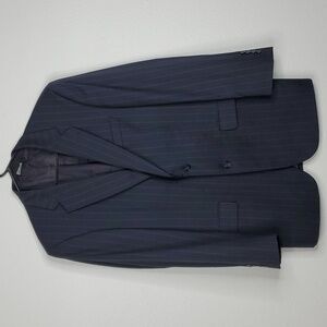 Jos A Bank Wool Blazer Subtle Pinstripe Navy Two Button Rear Vent Mens 42L